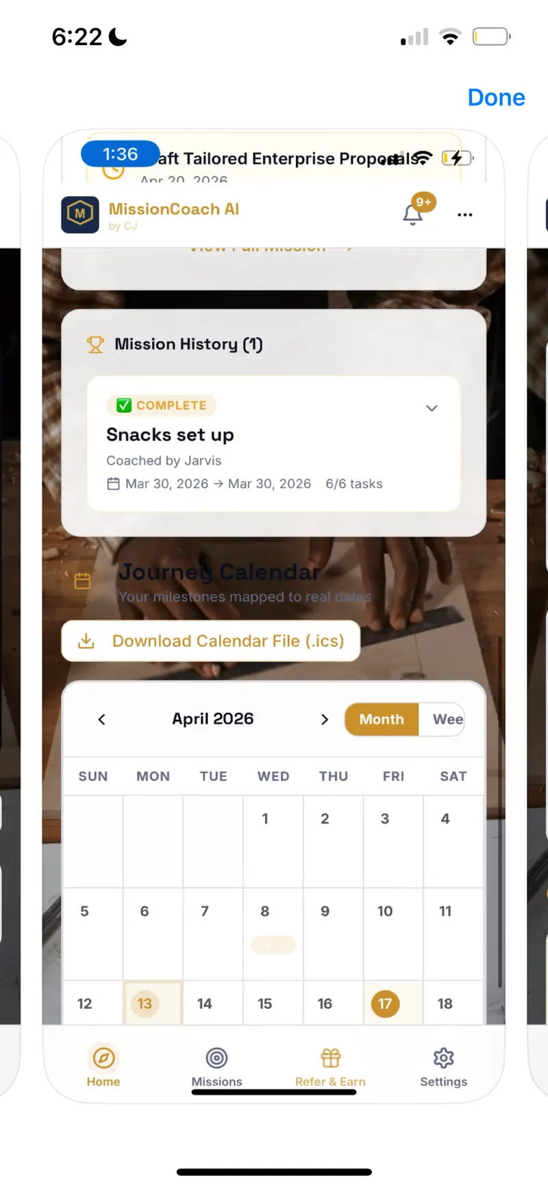 MissionCoach AI — Journey calendar